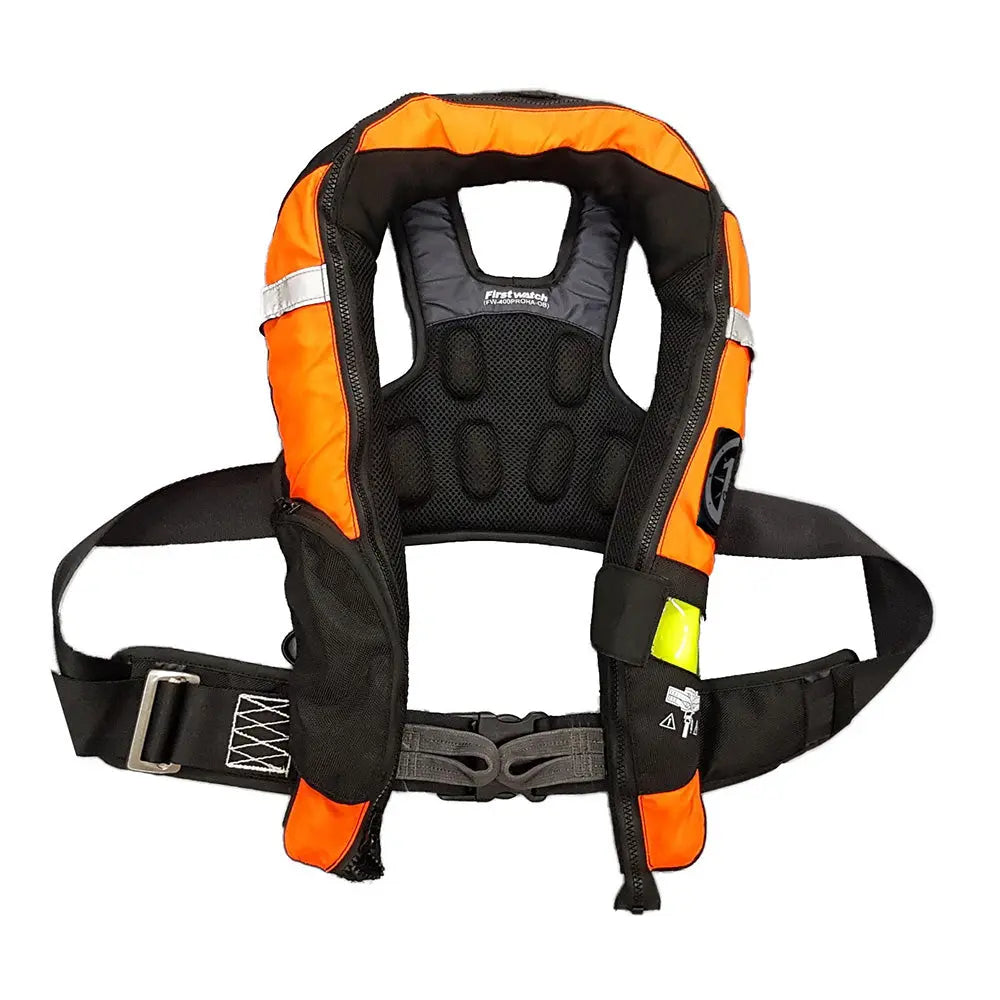 First Watch FW-40PRO Ergo Auto Inflatable PFD with Harness - Hi-Vis Orange and Black