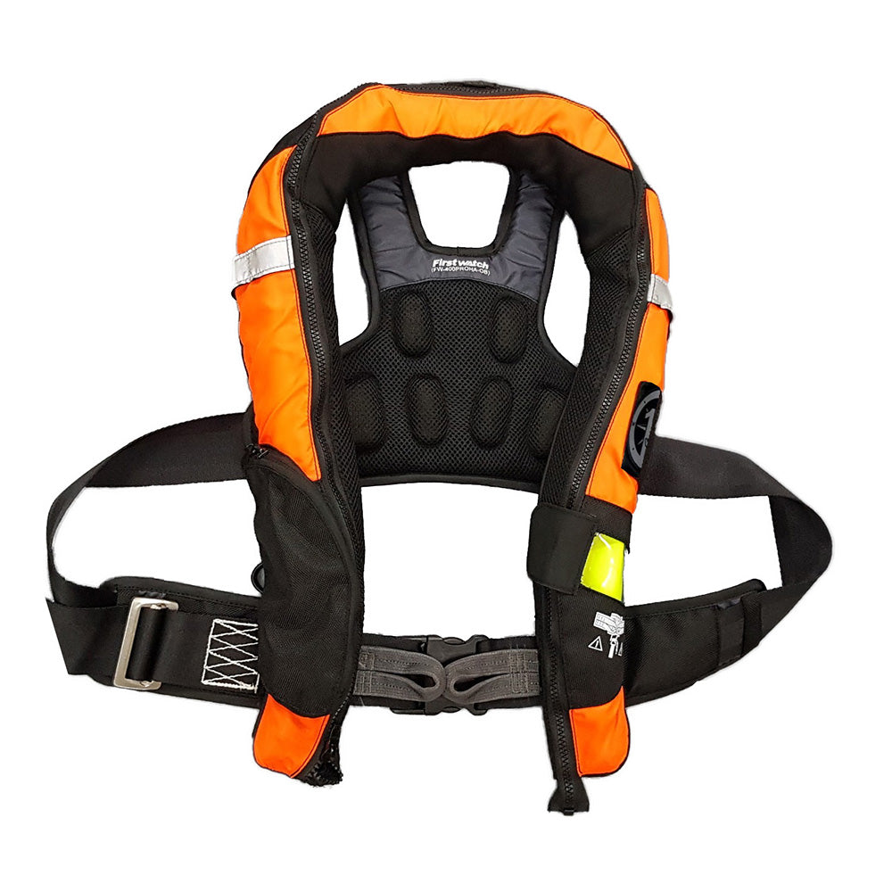 First Watch FW-40PRO Ergo Auto Inflatable PFD with Harness - Hi-Vis Orange and Black