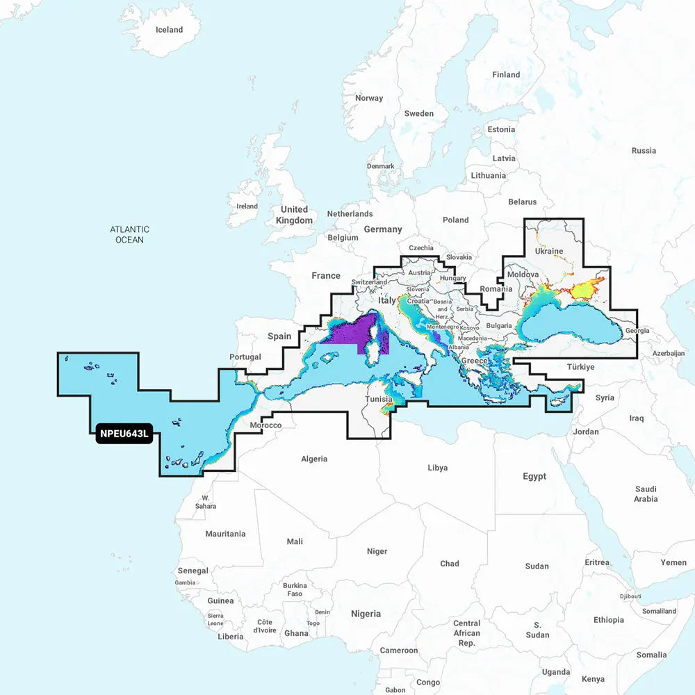Navionics NPEU643L Mediterranean & Black Sea Chart with Platinum+ Features