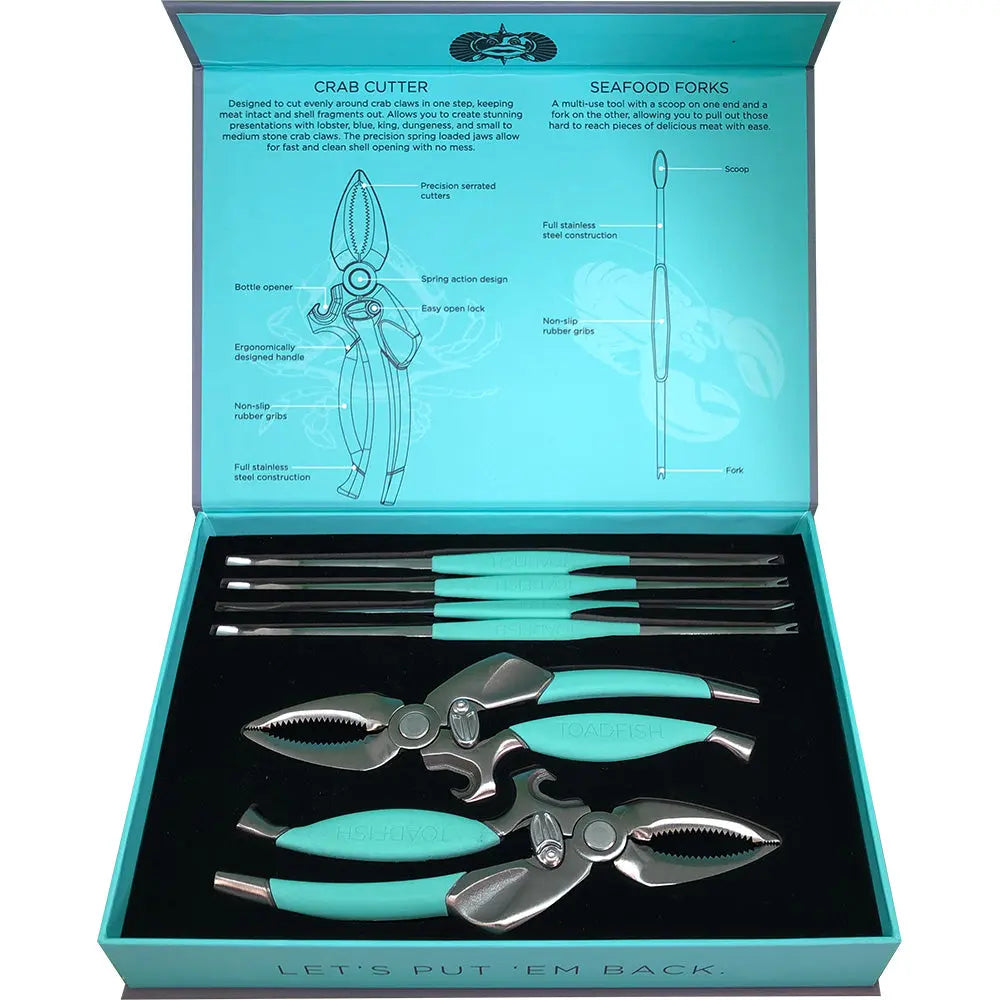Toadfish Crab and Lobster Tool Set with Shell Cutters and Seafood Forks