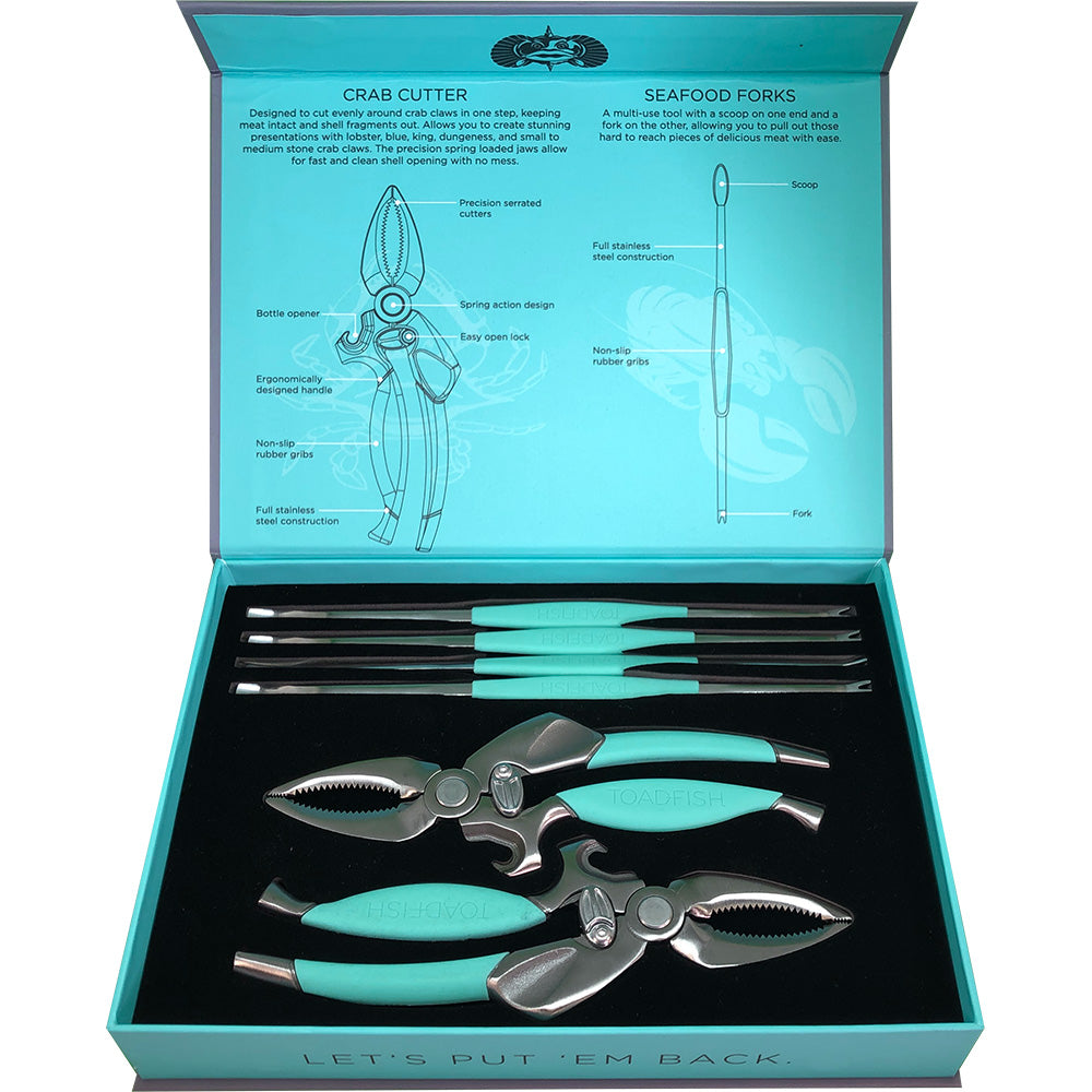 Toadfish Crab and Lobster Tool Set with Shell Cutters and Seafood Forks