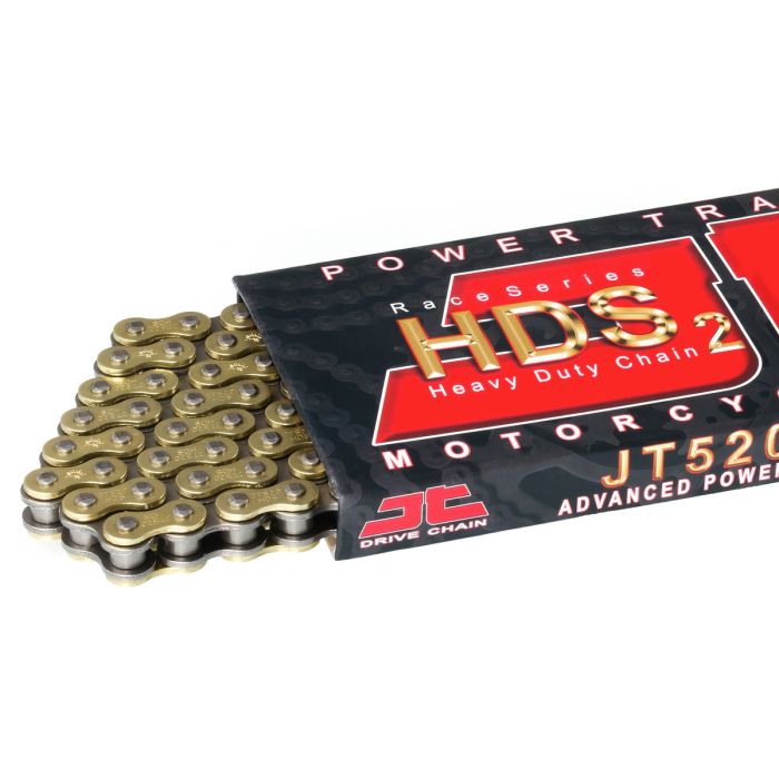 JT Sprocket 520 HDS Chain Gold & Black 120-SL for Heavy-Duty Motorcycles