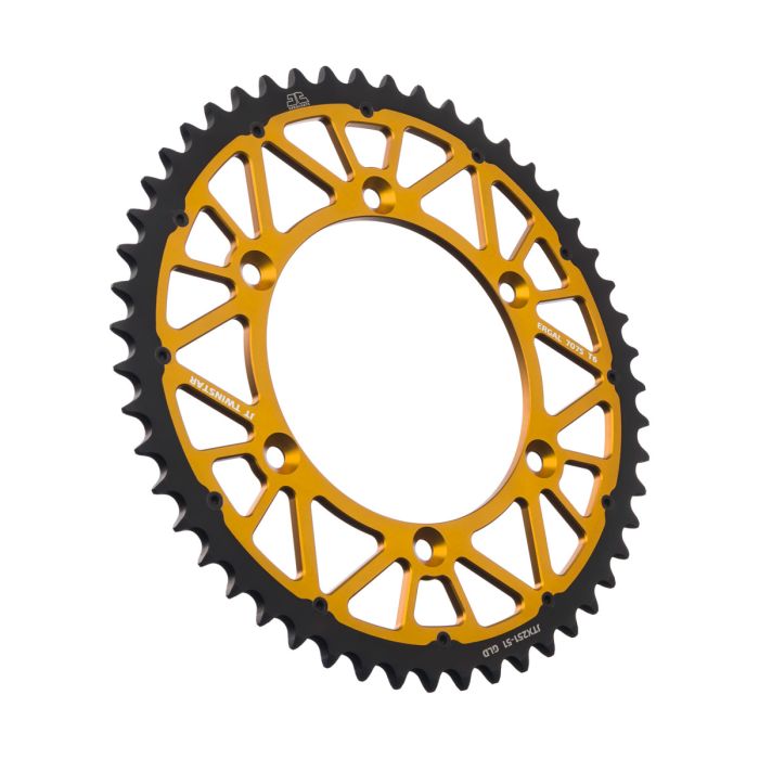 JT Sprocket TwinStar Gold 51-Tooth - High-Performance Sprocket for Heavy-Duty Applications
