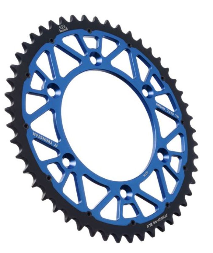 JT Sprocket TwinStar 49-Tooth Blue Sprocket JTX897.49BLU for Motorcycle and ATV Applications