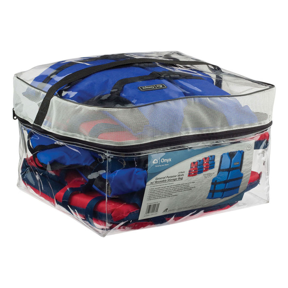 Onyx Outdoor Adult General Purpose Life Vests - 4-Pack (Red & Blue)