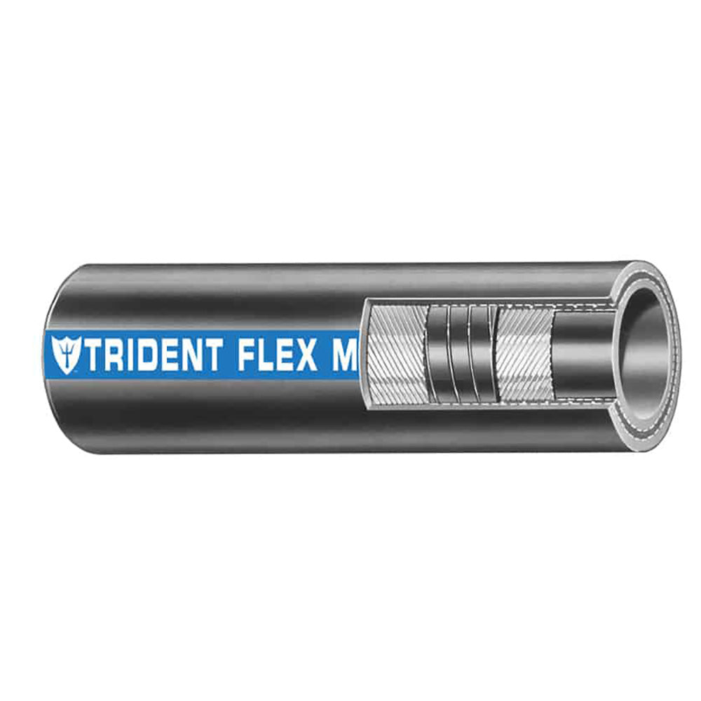 Trident Marine 1 Inch x 50 Feet Coil Flex Wet Exhaust and Water Hose - Black