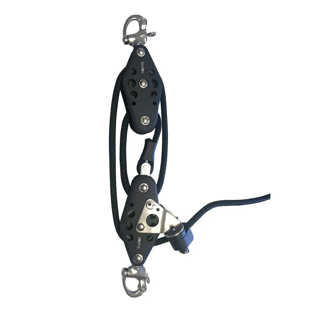 Barton Marine Size 5 Vang Tackle 4:1 with Snap Shackle - Versatile Boom Preventer for Boats up to 35 Feet