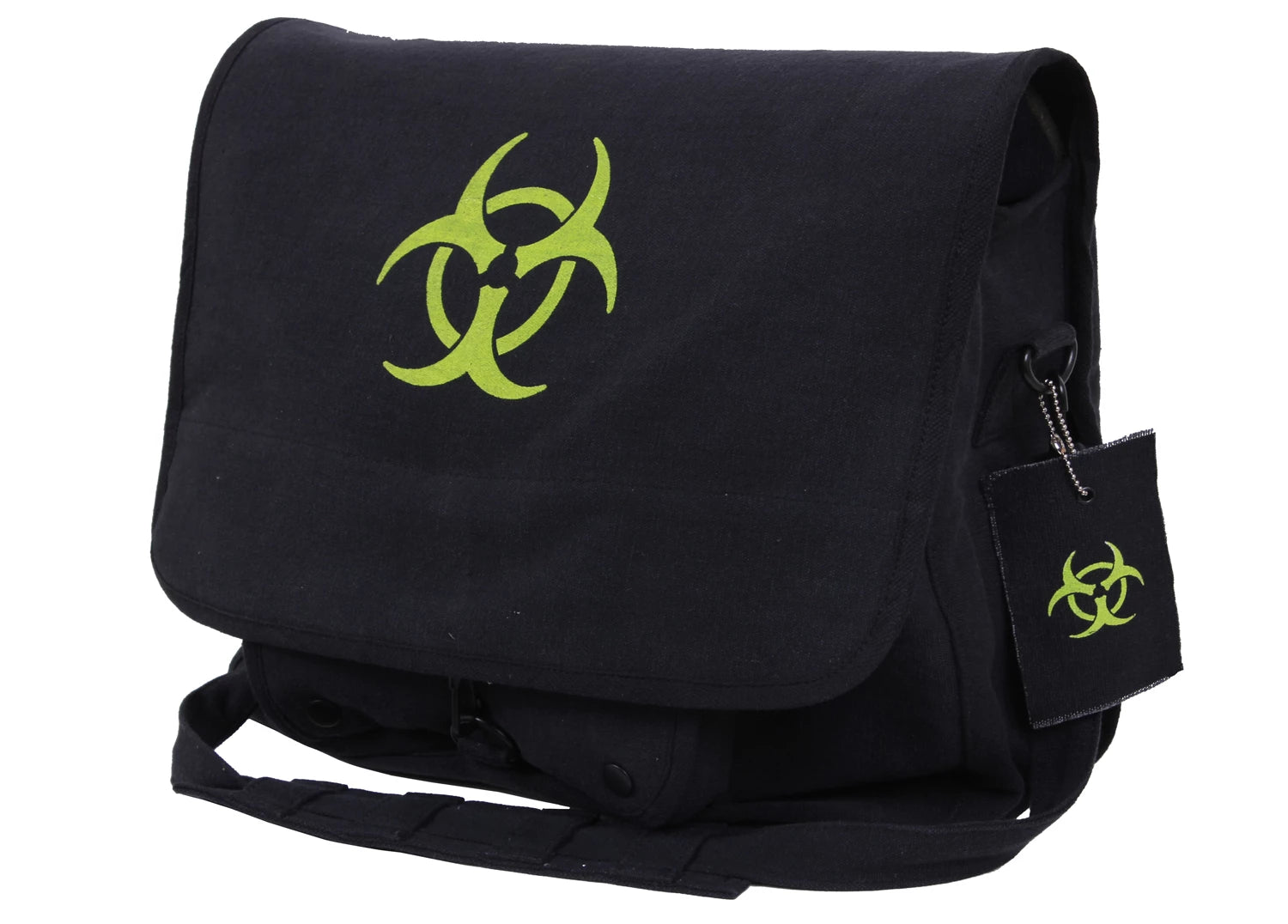 Rothco Bio-hazard Vintage Canvas Messenger Bag with Neon Green Symbol
