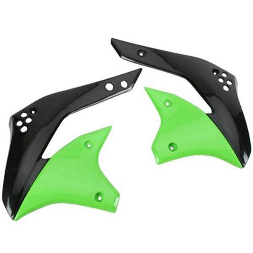 Polisport KX450F OEM Color Radiator Scoops (2012-2014) in Green and Black