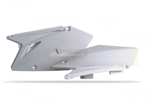 Polisport OEM White Side Panels for RMZ450 - Durable Motorcycle Body Accessories