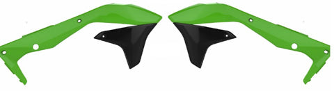 Polisport Kawasaki Radiator Scoops Set in Green and Black - Part Number 8418300001