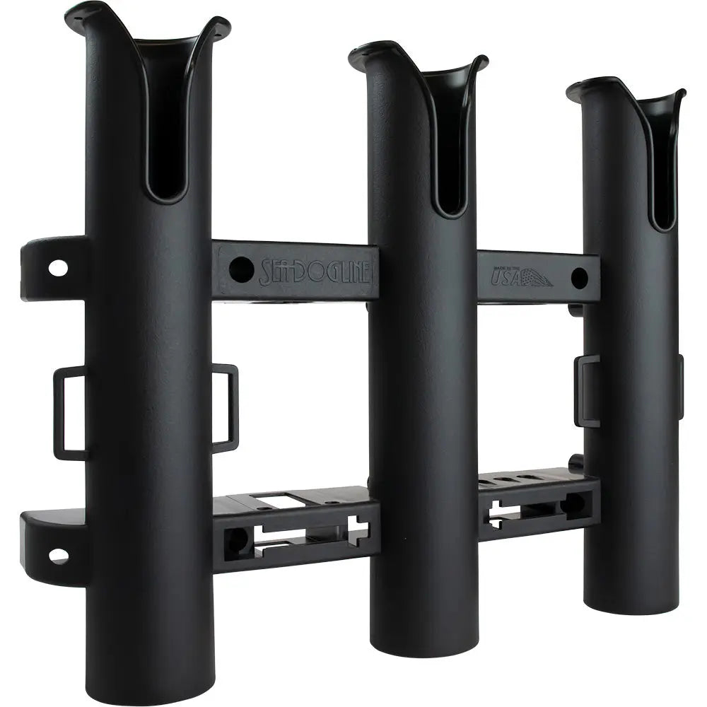 Sea-Dog Triple Threat Three Pole Rod Holder in Black - Universal Mount for Boats, Kayaks, and Docks