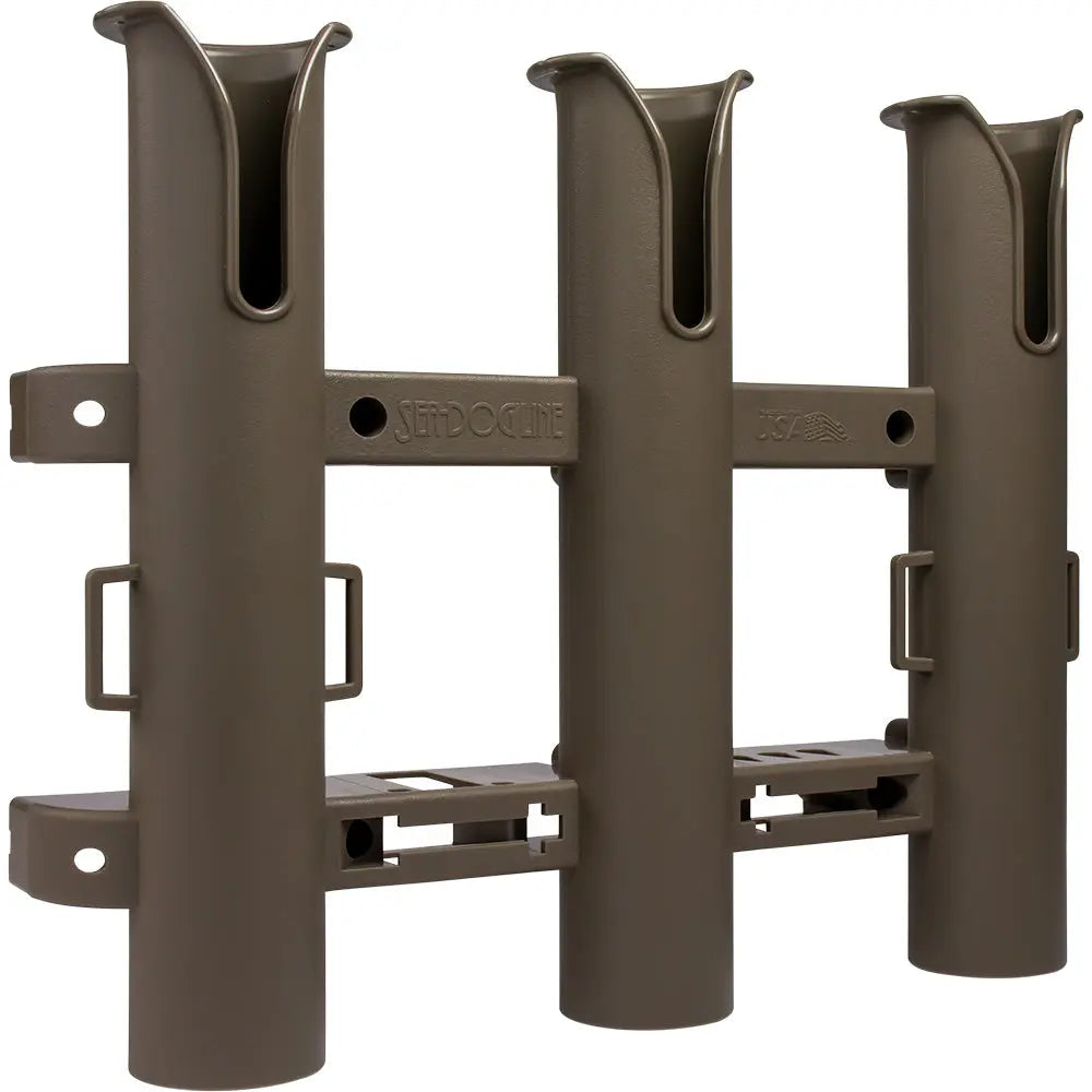 Sea-Dog Triple Threat Three Pole Rod Holder in Flat Dark Earth - Versatile Boat, Kayak, and Dock Mount