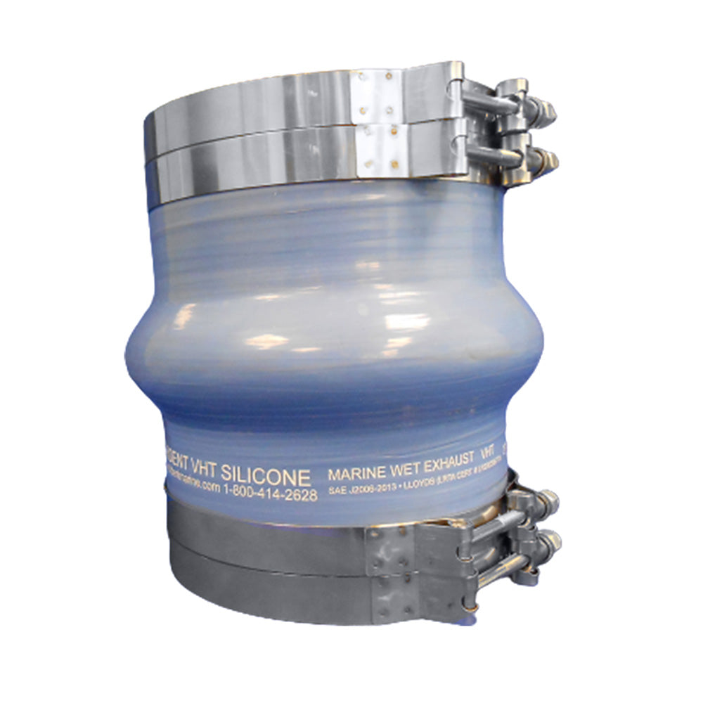 Trident Marine Blue Silicone Wet Exhaust Hump with 4 T-Bolt Clamps – 6 Inch ID x 8 Inch Length