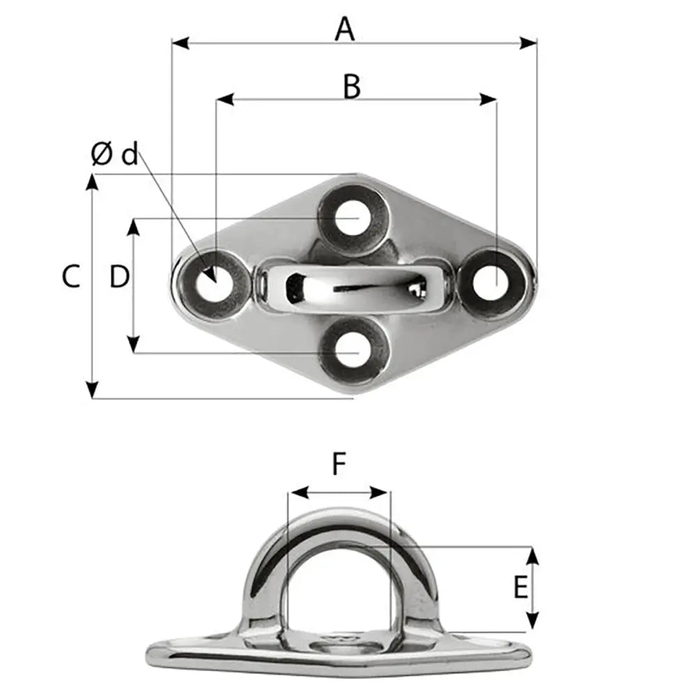 Wichard Marine Diamond Pad Eye Round - 98mm Length with M8 Screw for Marine and Industrial Use