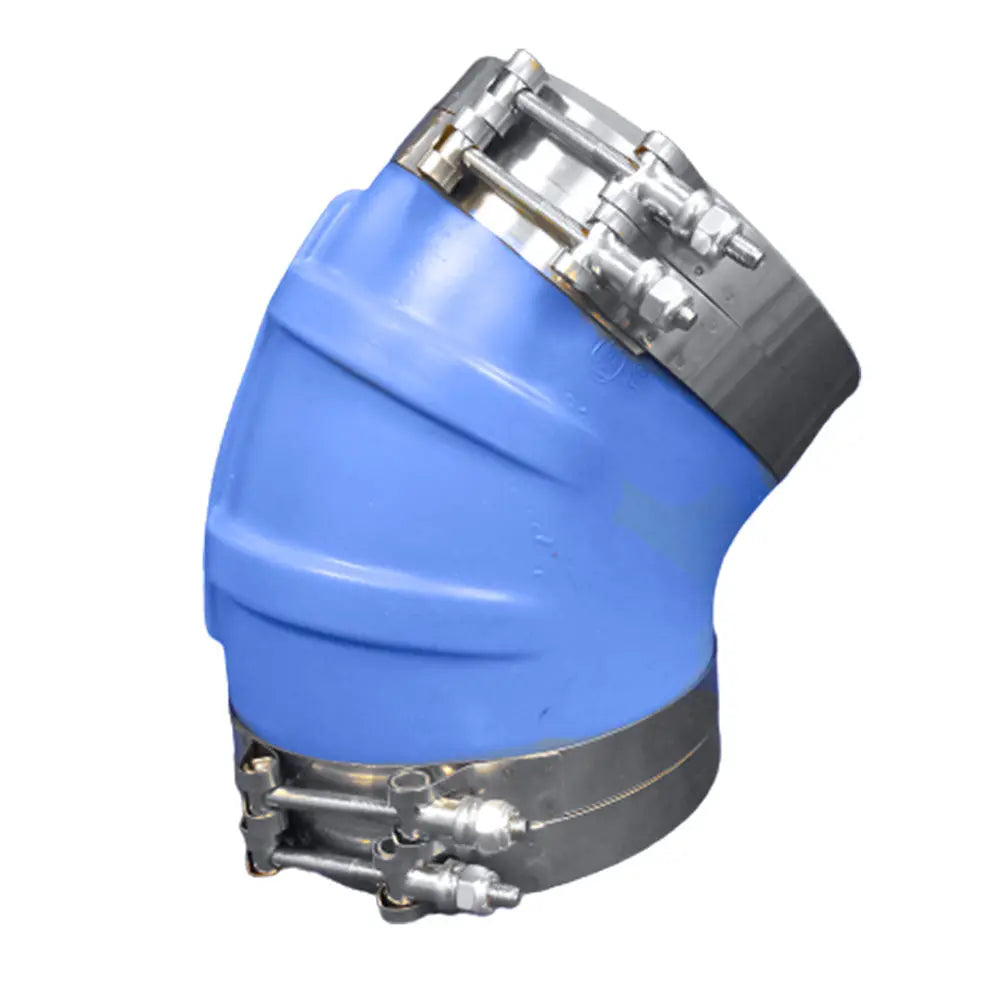 Trident Marine 8-Inch ID Blue Silicone Molded 45-Degree Wet Exhaust Elbow with T-Bolt Clamps