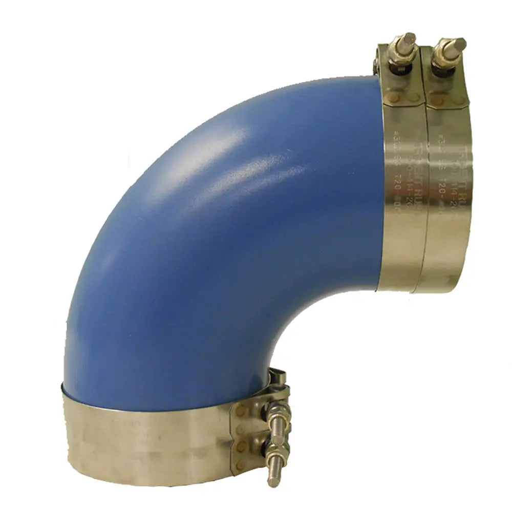 Trident Marine 6-Inch Blue Silicone Molded Wet Exhaust Elbow with 4 T-Bolt Clamps