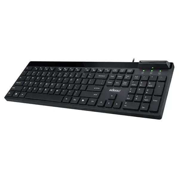 ADESSO DSKTP QS Keyboard with Smart Card Reader and USB Connectivity (Part Number: AKB-140SB) by ADESSO(R)