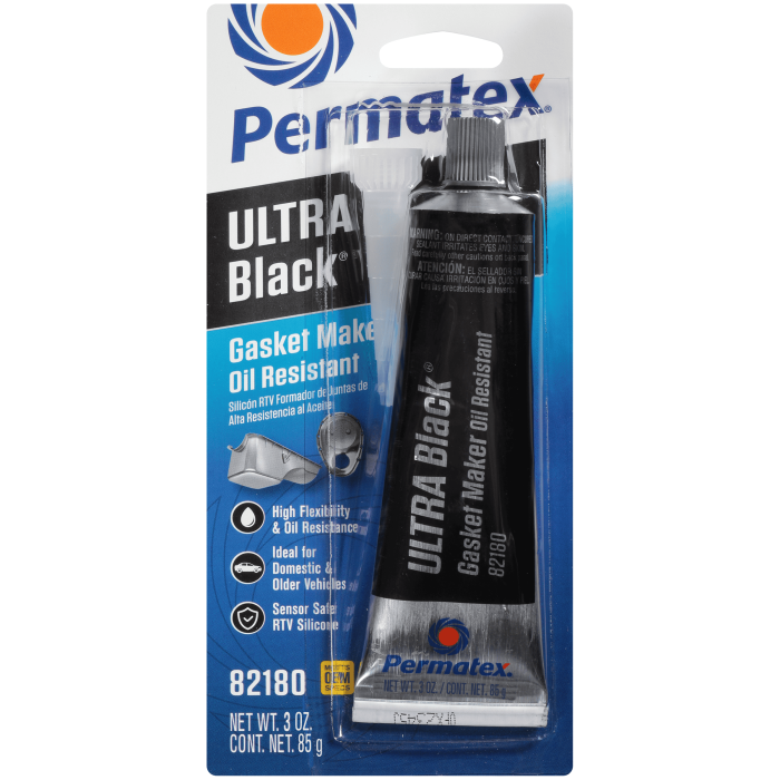 Permatex Ultra Black Gasket Maker, 3.35 oz Tube - High-Performance RTV Silicone Sealant