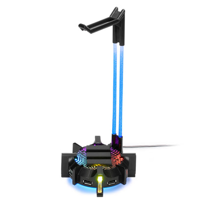 ENHANCE 4-Port USB 2.0 Headset Stand with LED Lighting, ENPCGHH100BKEW