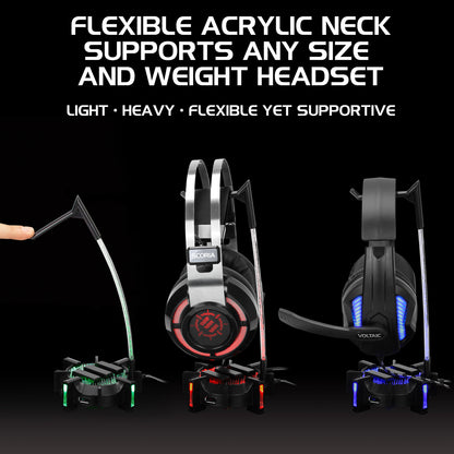 ENHANCE 4-Port USB 2.0 Headset Stand with LED Lighting, ENPCGHH100BKEW