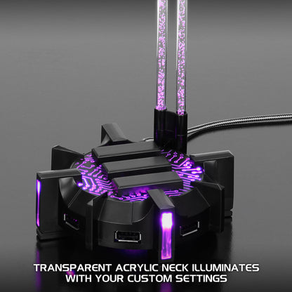 ENHANCE 4-Port USB 2.0 Headset Stand with LED Lighting, ENPCGHH100BKEW