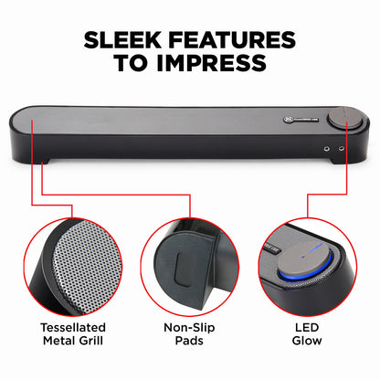 GOGROOVE SONAVERSE UBR USB Sound Bar Speaker, Part Number GGSVUBR100BKEW