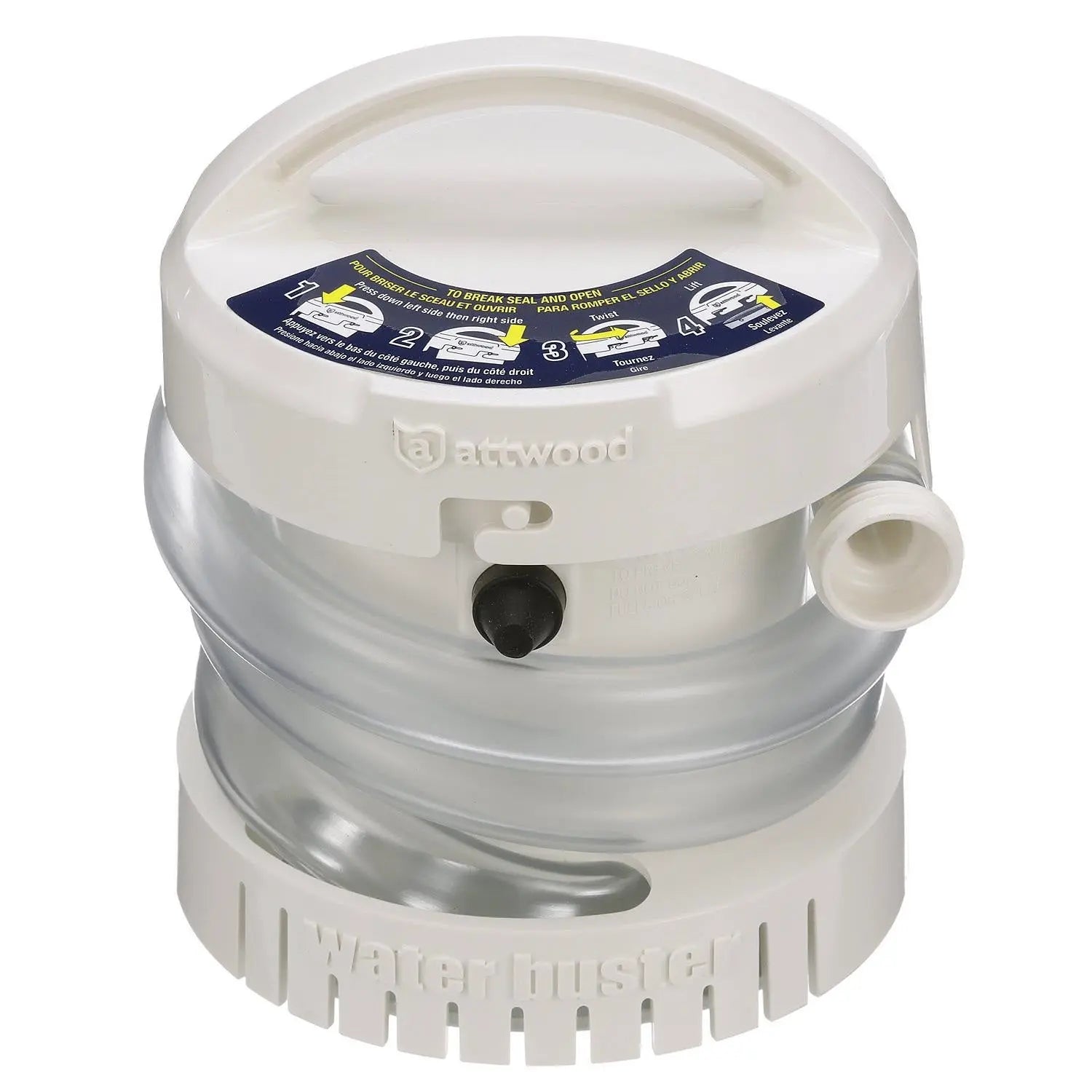 Attwood WaterBuster Portable Pump 200 GPH, 125GPH at 2ft Head, Max Head 4ft