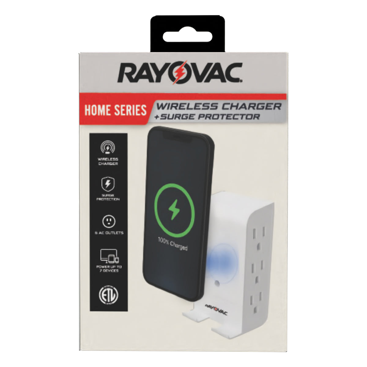 RAYOVAC SS-Q615 6-Outlet Surge Protector with Wireless Qi Charging