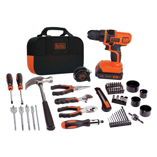 BLACK+DECKER 68-Piece 20V Drill Kit with Lithium-Ion Battery and Complete Tool Set