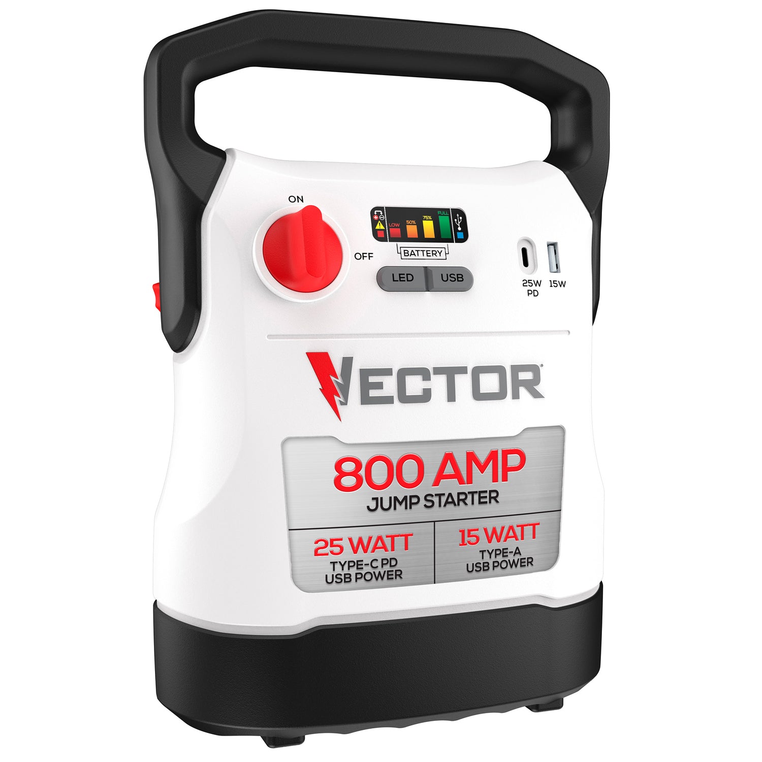 Vector 800A Jump Starter with USB-C and USB-A Power Ports - Model VECJ8