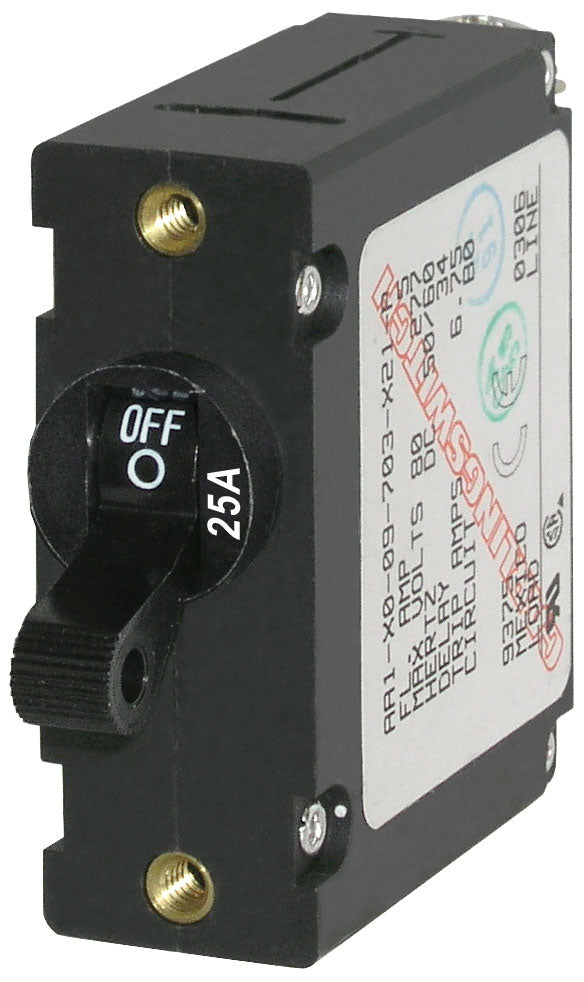 Blue Sea Systems 7216-BSS 25A Single-Pole Circuit Breaker with Black Toggle