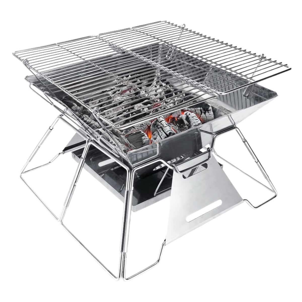 Brentwood BB-4X14SS 14-Inch Stainless Steel Portable Charcoal Grill and Fire Pit