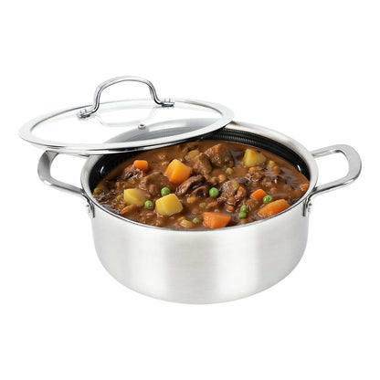 Brentwood B-DUH24L 5-Quart Stainless Steel Dutch Oven with Glass Lid