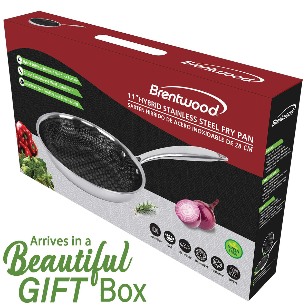 Brentwood B-FH28 11-Inch Hybrid Nonstick Induction Frying Pan