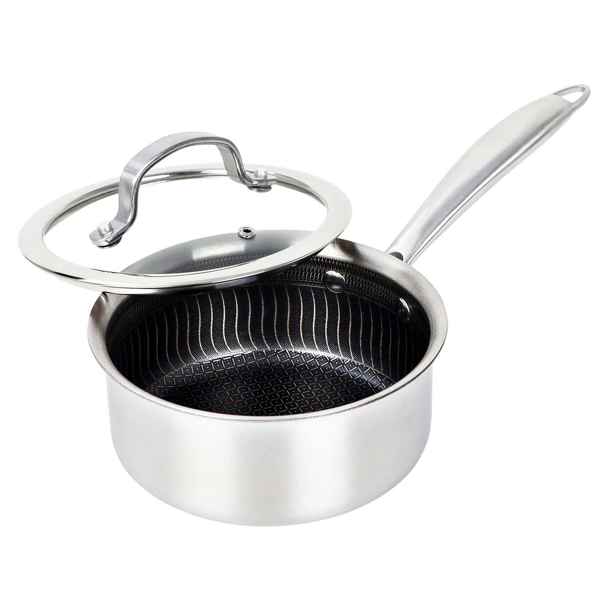 Brentwood B-SPH16L 1.5-Quart Nonstick Stainless Steel Induction Saucepan with Glass Lid