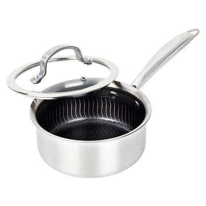 Brentwood B-SPH16L 1.5-Quart Nonstick Stainless Steel Induction Saucepan with Glass Lid