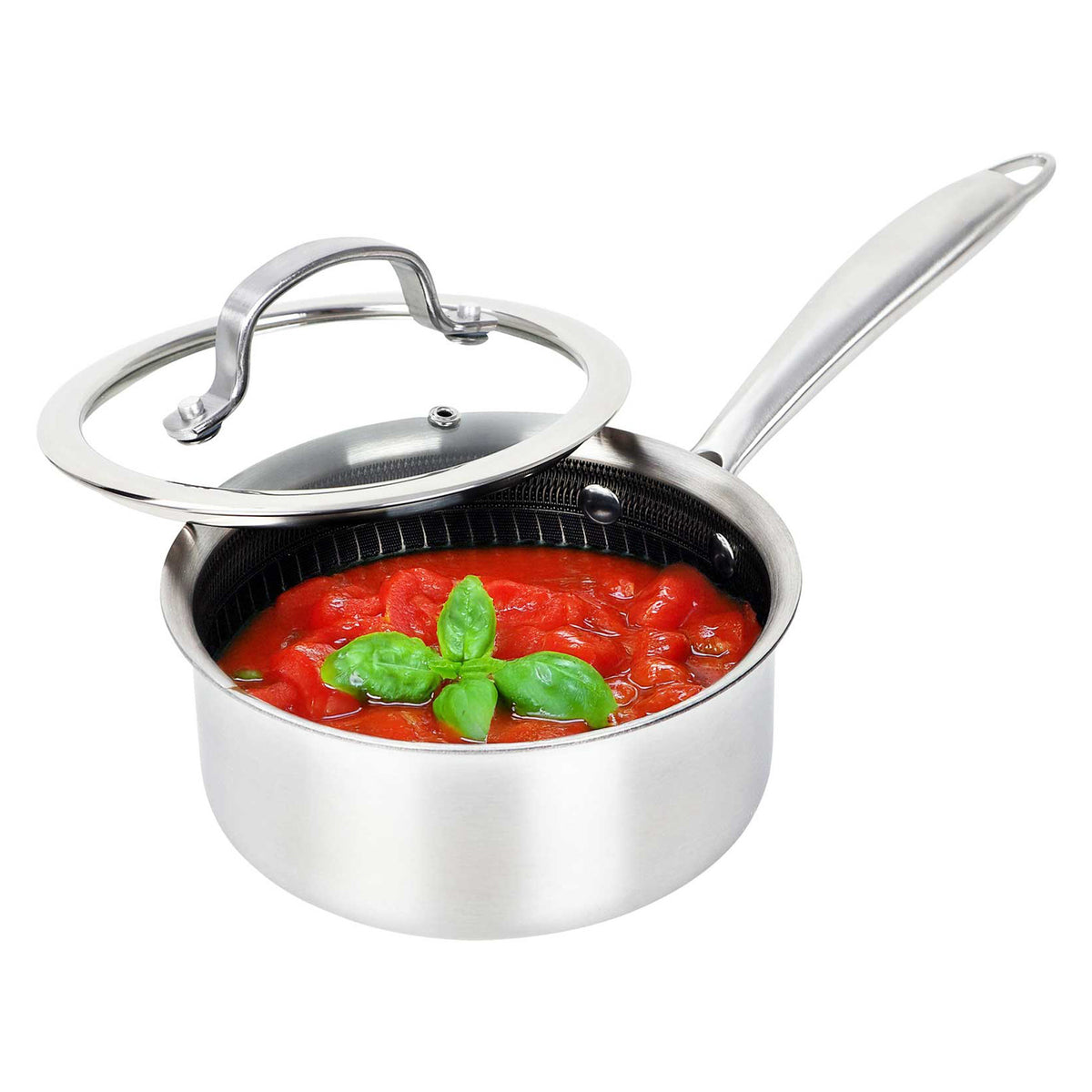 Brentwood B-SPH16L 1.5-Quart Nonstick Stainless Steel Induction Saucepan with Glass Lid