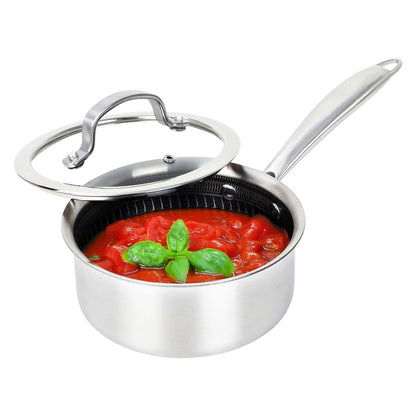 Brentwood B-SPH16L 1.5-Quart Nonstick Stainless Steel Induction Saucepan with Glass Lid