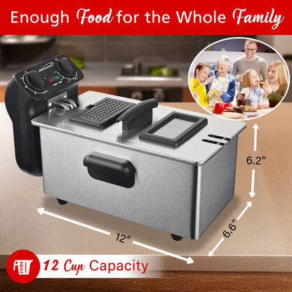 BRENTWOOD DF-730S 3-Liter 1,500-Watt Stainless Steel Deep Fryer with Timer
