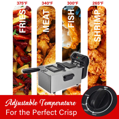 BRENTWOOD DF-730S 3-Liter 1,500-Watt Stainless Steel Deep Fryer with Timer