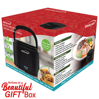 Brentwood ELB-600BK 20-Ounce Electric Lunch Box Food Warmer, Black