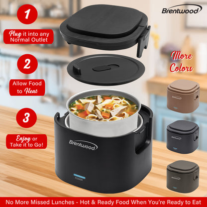 Brentwood ELB-600BK 20-Ounce Electric Lunch Box Food Warmer, Black