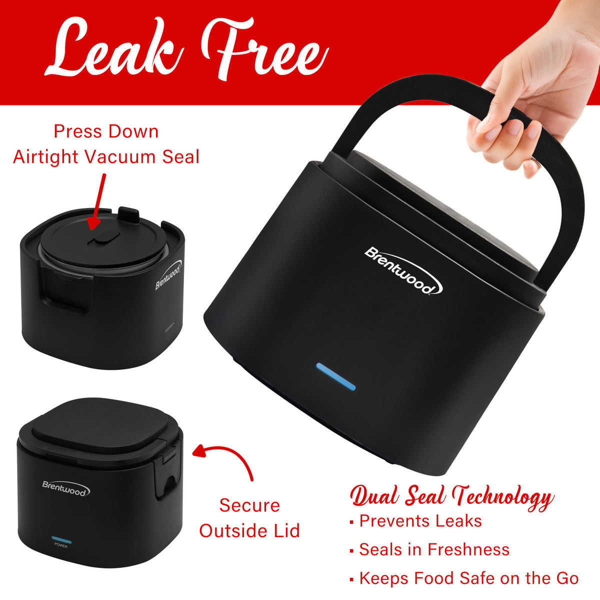 Brentwood ELB-600BK 20-Ounce Electric Lunch Box Food Warmer, Black
