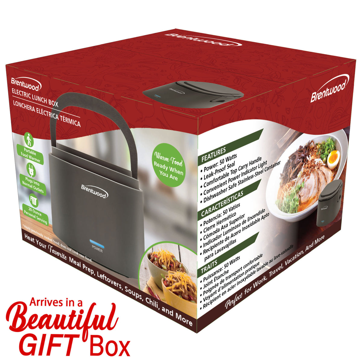 Brentwood ELB-600GRY 0.6L Electric Lunch Box in Gray