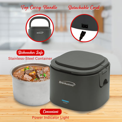 Brentwood ELB-600GRY 0.6L Electric Lunch Box in Gray