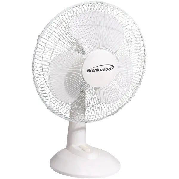 Brentwood F-12DW 12-Inch Oscillating Desk Fan with 3-Speed Settings and Quiet Operation