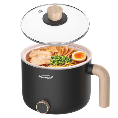 Brentwood HP-3170BK 1.5-Liter Black Electric Hot Pot with Ceramic Nonstick Coating