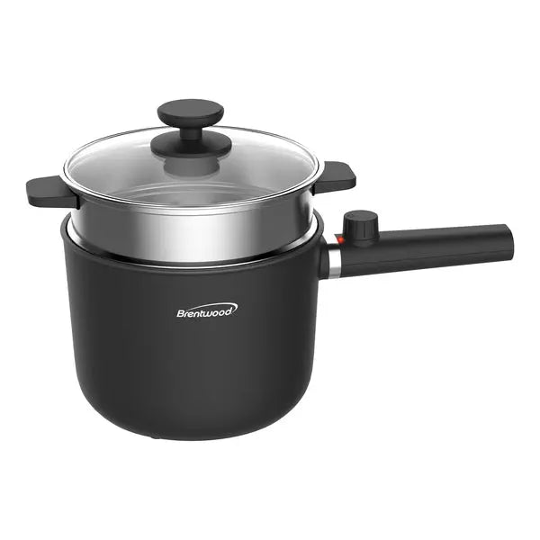 Brentwood HPS-3150BK 1.5-L Electric Hot Pot with Steamer and Non-Stick Coating
