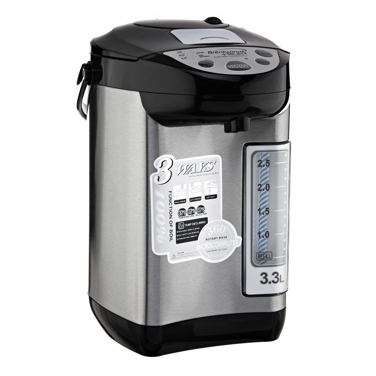 Brentwood Select KT-33BS 3.3-Liter Stainless Steel Hot Water Dispenser, 750-Watt